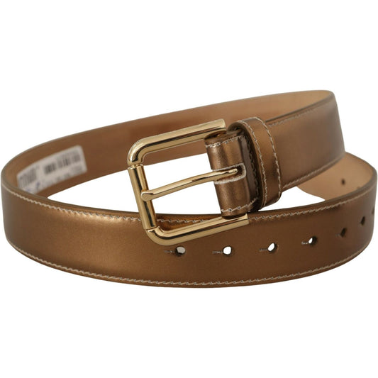 Dolce & Gabbana Bronze Calf Leather Gold Logo Waist Buckle Belt WMB143 - 65