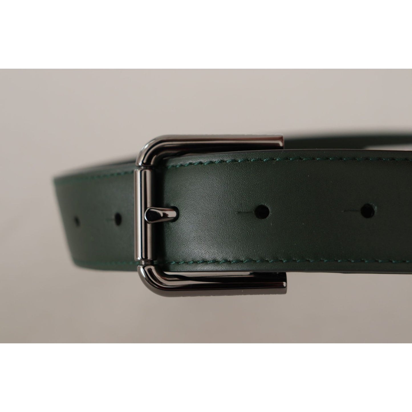 Dolce & Gabbana Army Green Leather Logo Metal Waist Buckle Belt