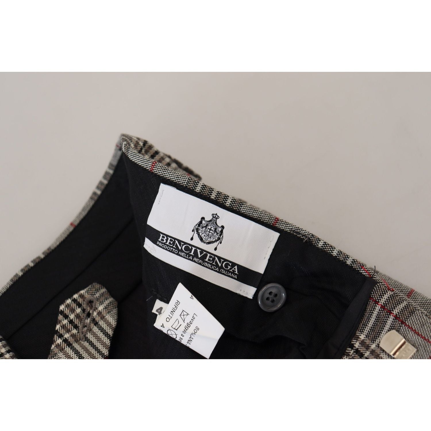 بنطلون رجالي أنيق من BENCIVENGA بنقشة مربعات باللون الرمادي