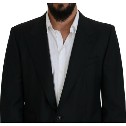 Dolce & Gabbana Dark Blue Wool Formal Sicilia Blazer