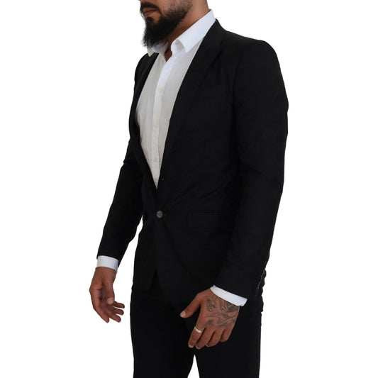 Dolce & Gabbana Black Wool Formal Coat Martini Blazer KOS2133- 44