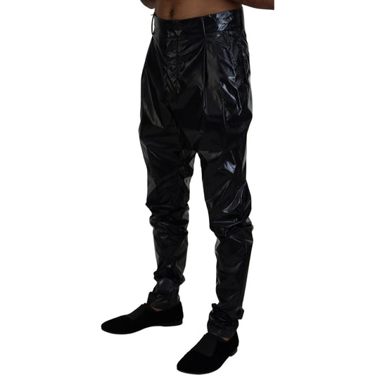Dolce & Gabbana Black Shining Nylon Skinny Men Pants PAN74263 - 48