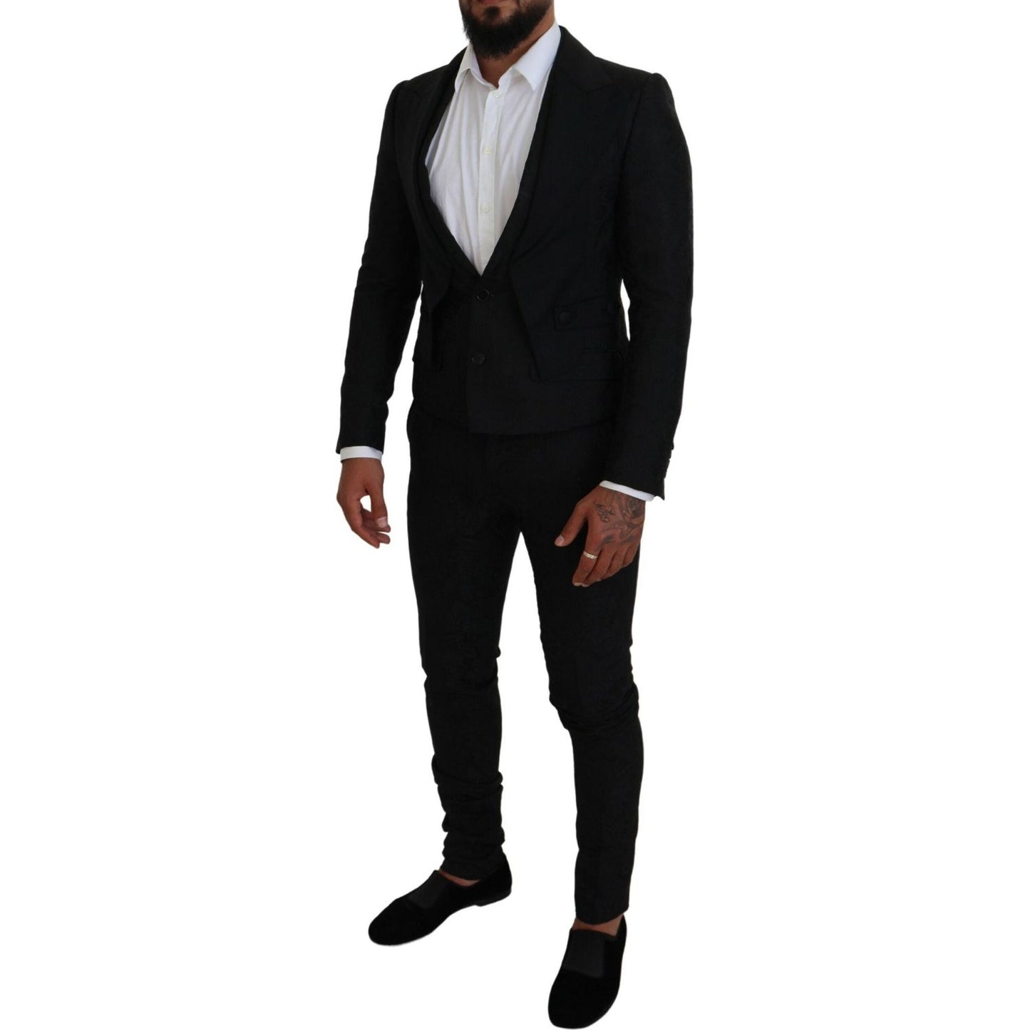 Dolce & Gabbana Black Polyester Men 2 Piece MARTINI Suit