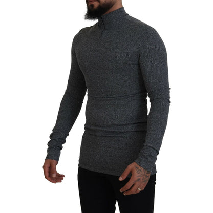 Dolce & Gabbana Dark Gray Nylon Turtleneck Pullover Sweater