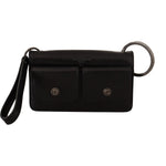 Dolce & Gabbana Black Leather Wristlet Mini Bag Card Bill Wallet VAS130274