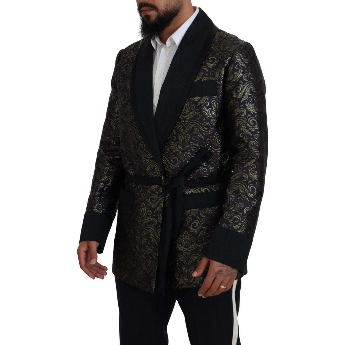 Dolce & Gabbana Gold Purple Baroque Jacket Blazer Robe KOS2114- 48