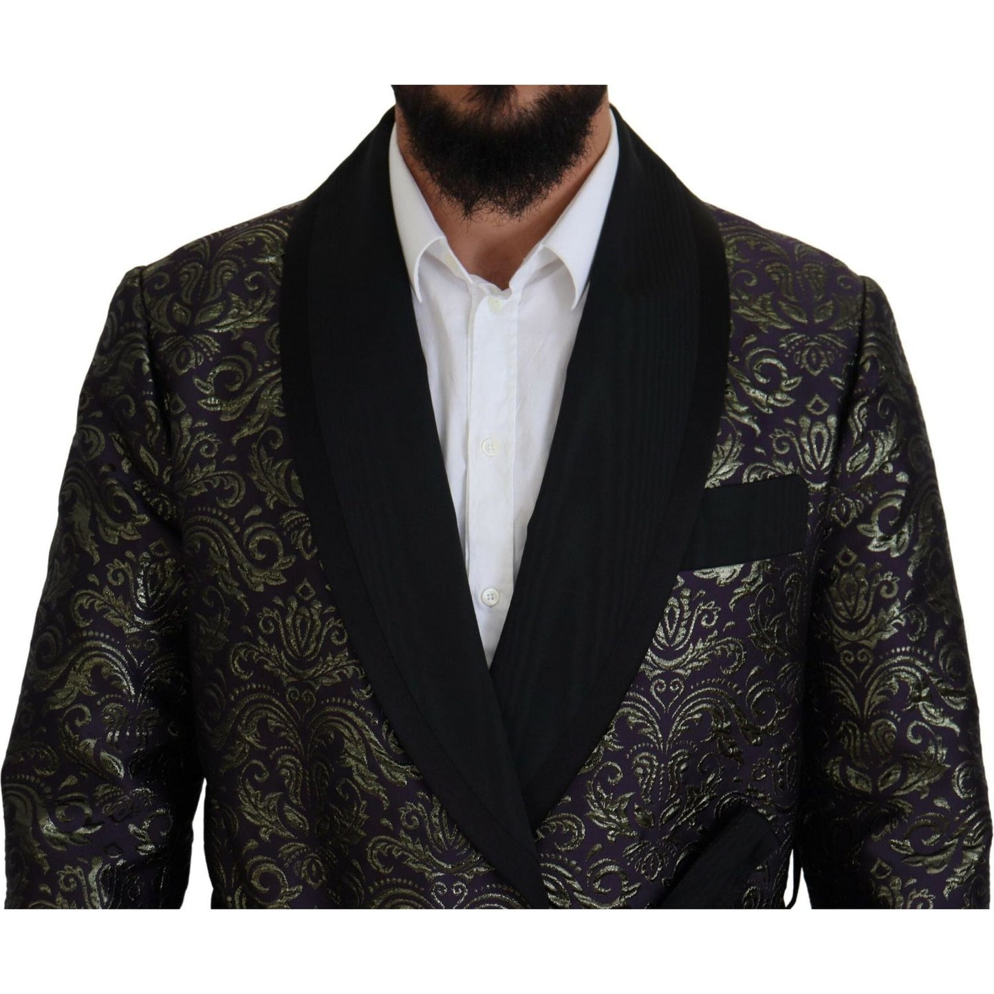 Dolce & Gabbana Gold Purple Baroque Jacket Blazer Robe KOS2114- 48