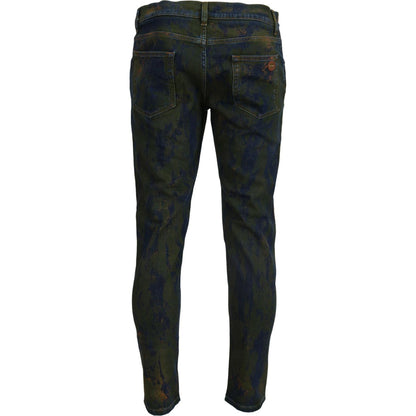 Dolce & Gabbana Blue Green Skinny Cotton Denim Jeans