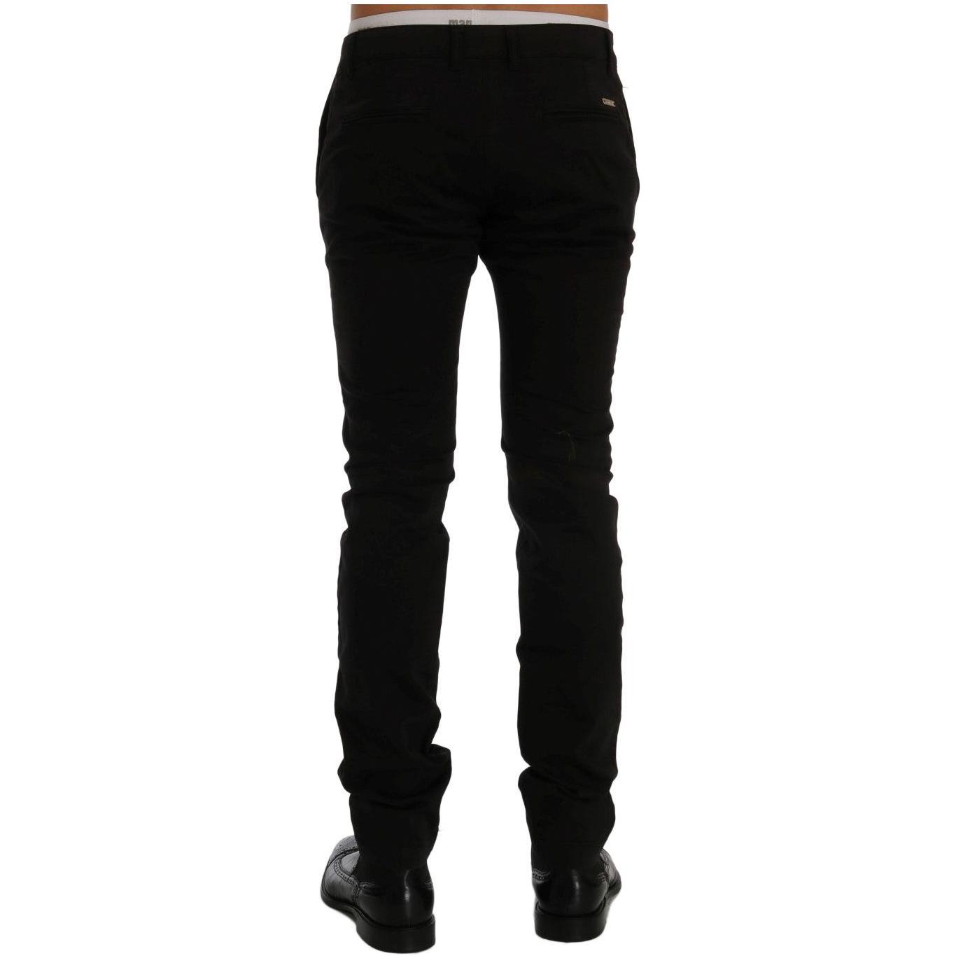 GF Ferre Black Cotton Stretch Chinos Pants Jeans & Pants
