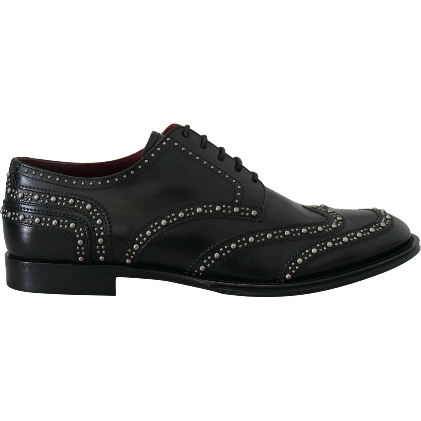 Dolce & Gabbana Black Leather Derby Dress Studded Shoes MV4886- 40.5
