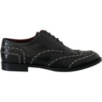 Dolce & Gabbana Black Leather Derby Dress Studded Shoes MV4886- 40.5