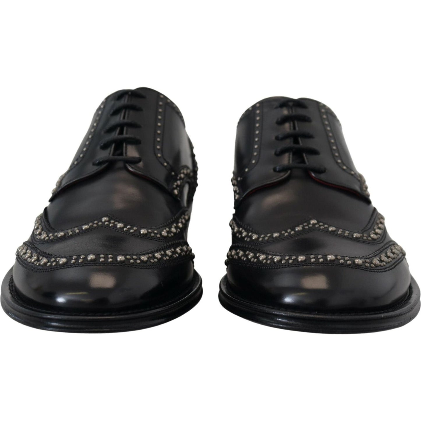 Dolce & Gabbana Black Leather Derby Dress Studded Shoes MV4886- 40.5
