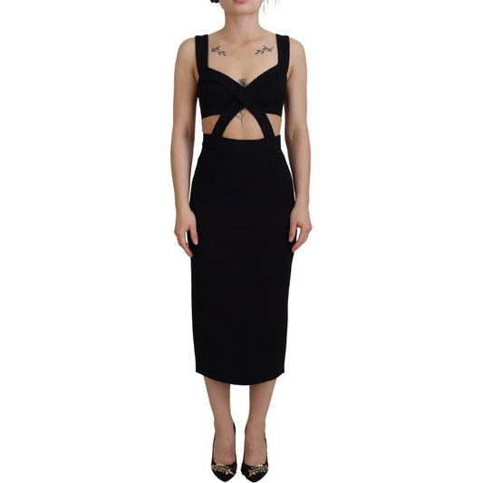 Dolce & Gabbana Black Viscose Bodycon Sheath Midi Dress DR28893-40