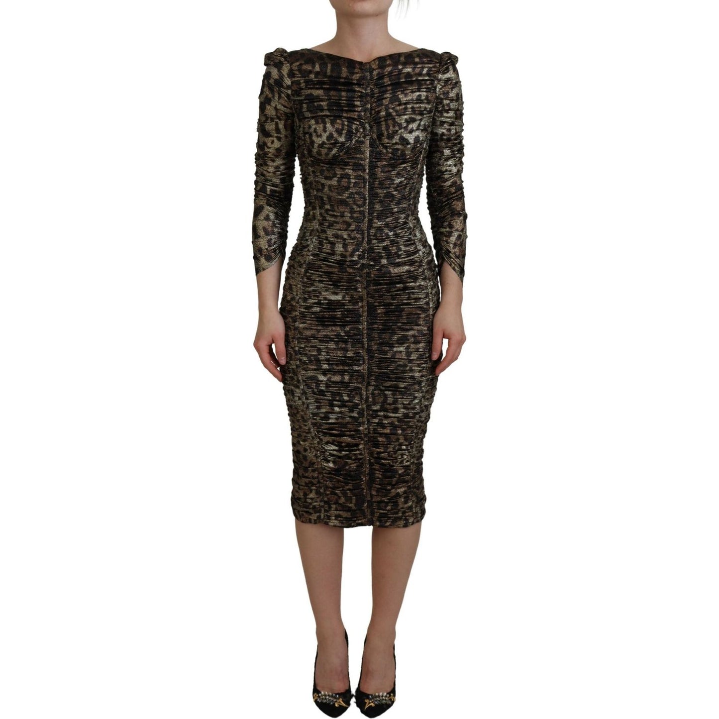 Dolce & Gabbana Multicolor Leopard Bodycon Sheath Midi Dress DR28900-38