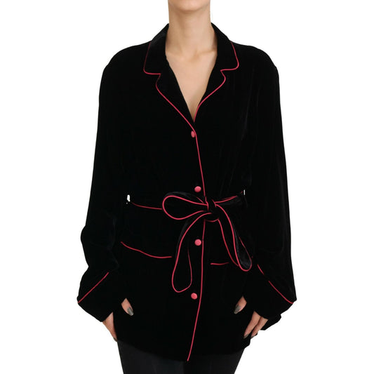 Dolce & Gabbana Black Button Belted Blazer Viscose Jacket JKT3503 -38