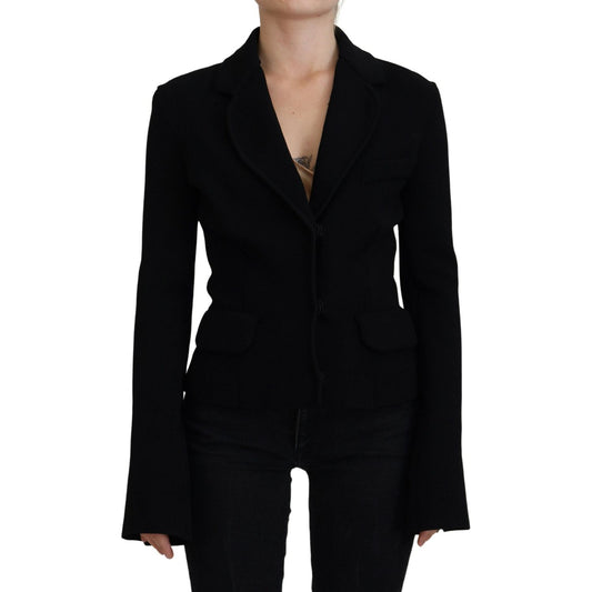 Dolce & Gabbana Black Button Cardigan Blazer Viscose Jacket JKT3553- 38