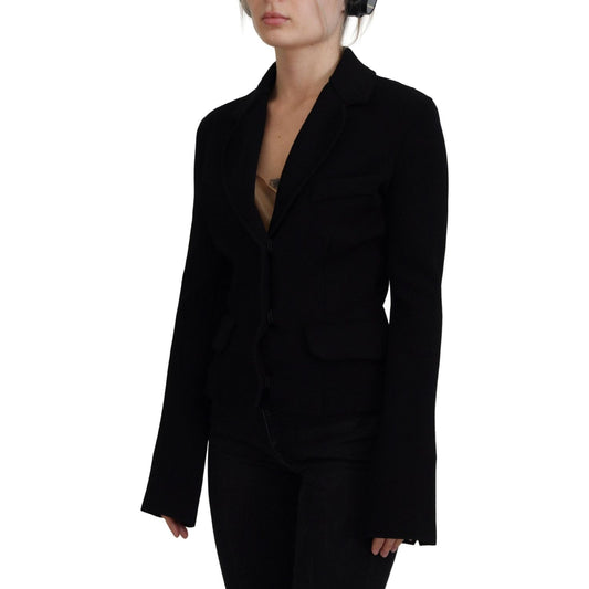 Dolce & Gabbana Black Button Cardigan Blazer Viscose Jacket JKT3553- 38