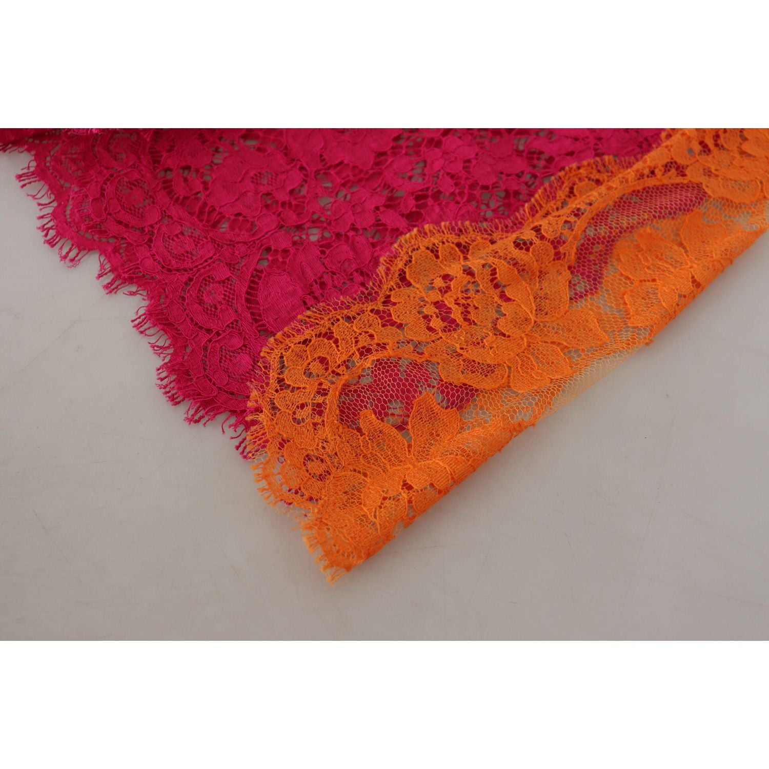 Dolce & Gabbana Pink Orange Lace Cotton High Waist Shorts