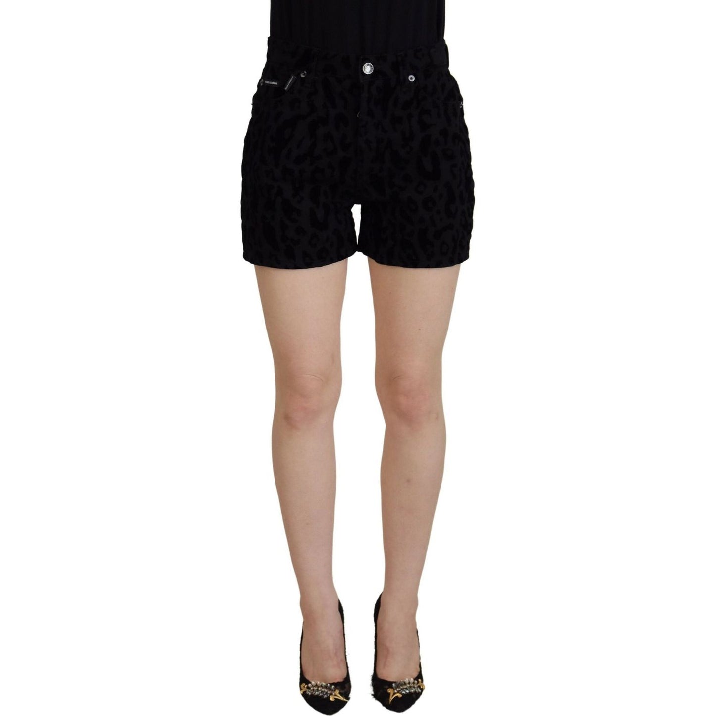 Dolce & Gabbana Black Denim Cotton Stretch Hot Pants Shorts SKI1870- 40