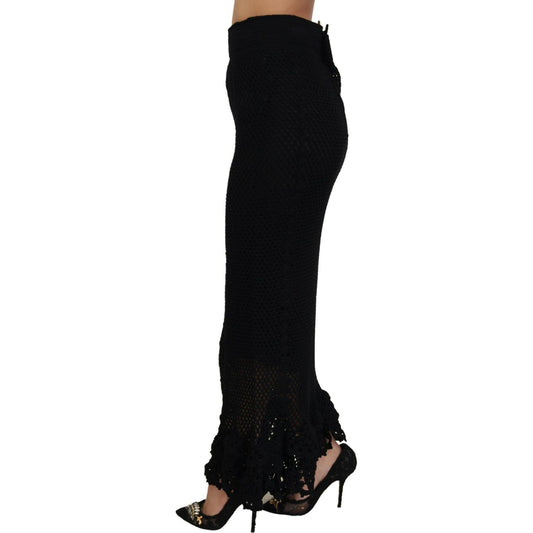 Dolce & Gabbana Black Knitted Cotton High Waist Mermaid Skirt SKI1810 - 42