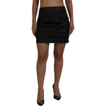Dolce & Gabbana Black Lambskin Leather A-line Mini Skirt SKI1906 - 42