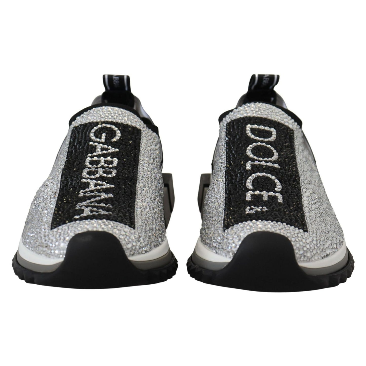 Dolce & Gabbana Silver Rhinestones Sorrento Sneakers Shoes