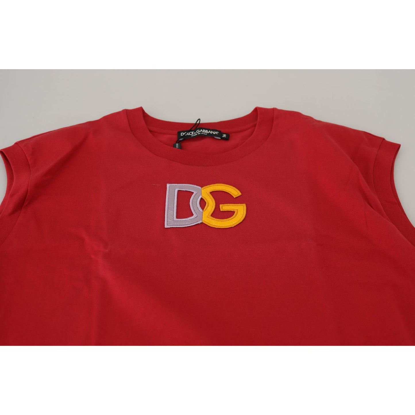 Dolce & Gabbana Red Cotton DG Logo Tank Top T-shirt