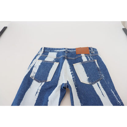 Dolce & Gabbana Cobalt Blue Stripes Skinny Denim Cotton Jeans