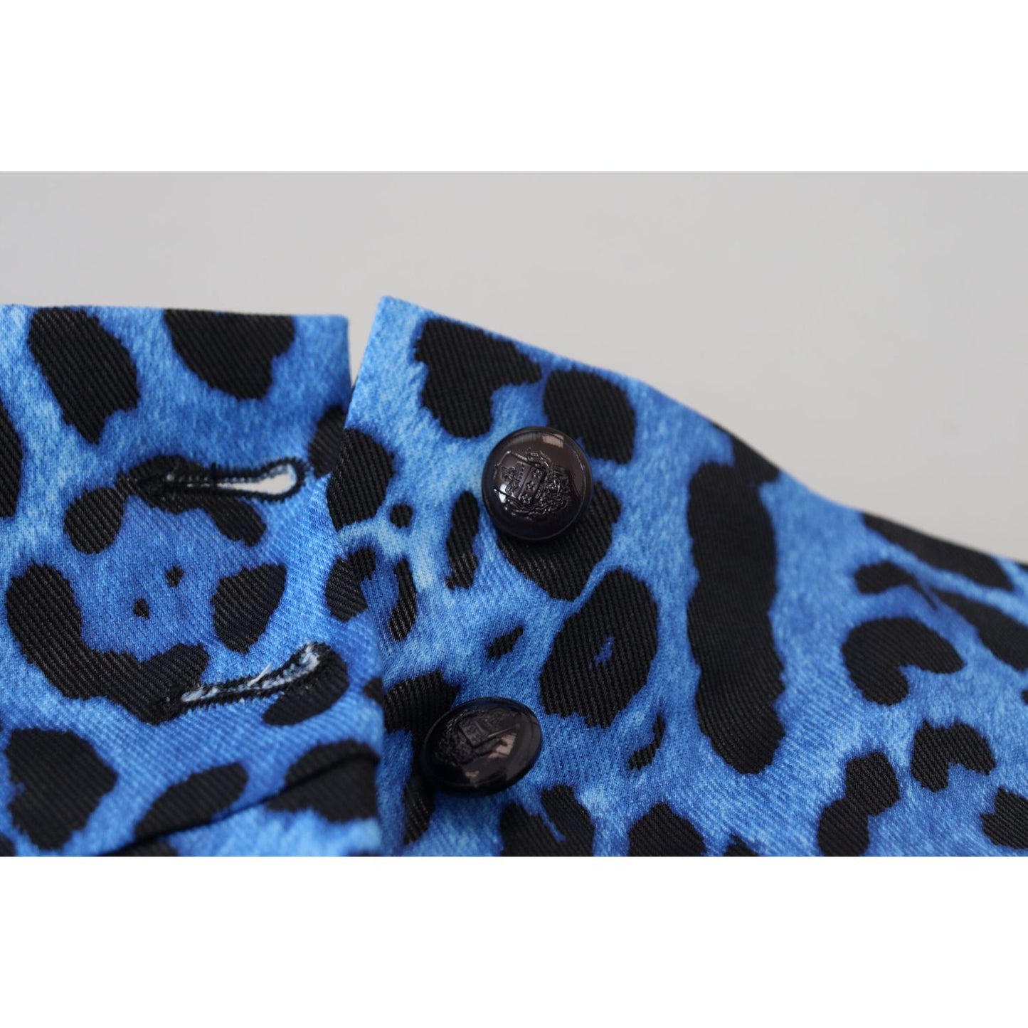 Dolce & Gabbana Blue Leopard Print High Waist Pants