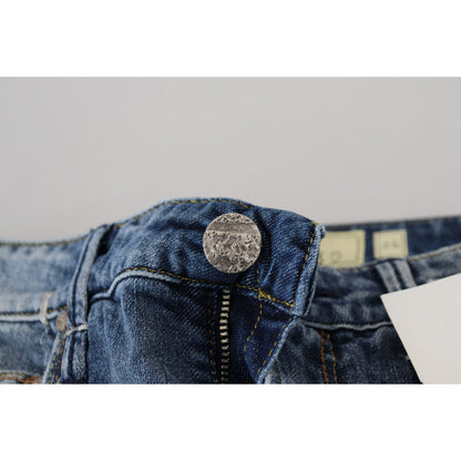 Acht Blue Washed Cotton Low Waist Women Casual Jeans