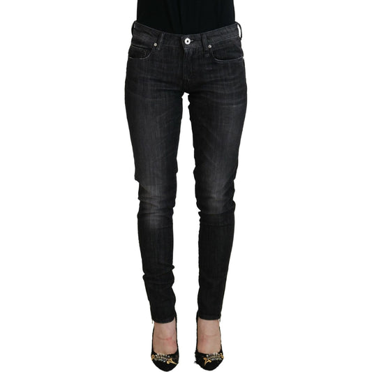 Fiorucci Black Cotton Low Waist Skinny Women Casual Jeans PAN74075-28