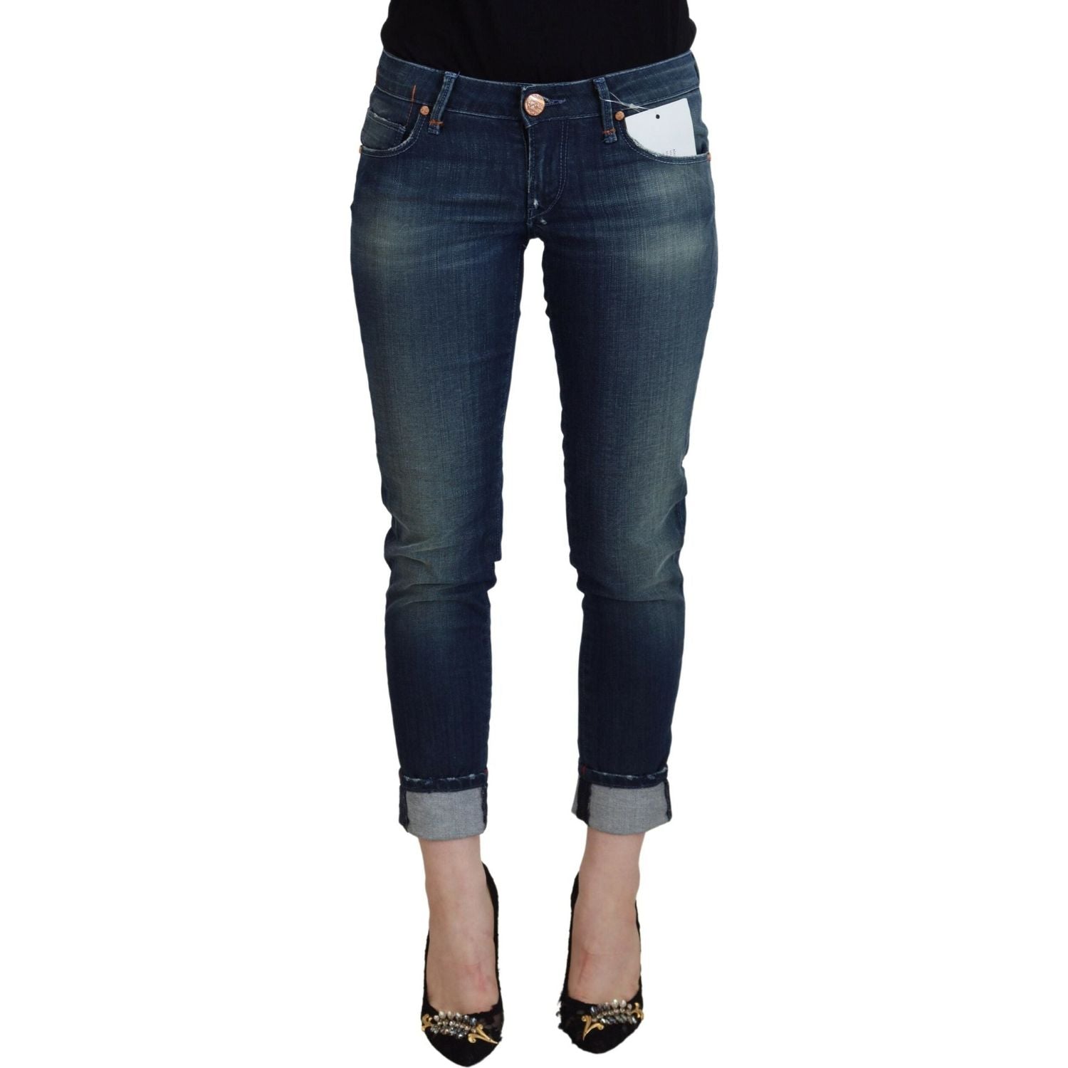 بنطلون جينز Acht Chic Slim Fit بخصر منخفض