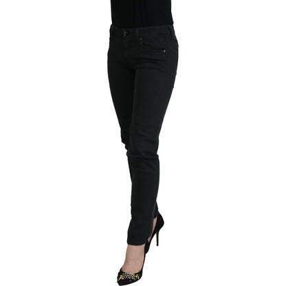 Ermanno Scervino Black Cotton Slim Fit Women Denim Jeans