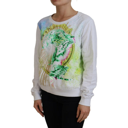 Versace Jeans White Graphic Print Long Sleeves Sweater