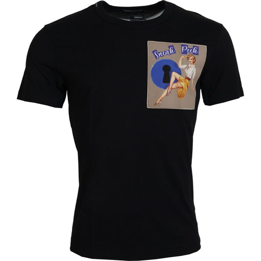 Dolce & Gabbana Black Sneak Peek Cotton Short Sleeve T-shirt TSH83668- 46