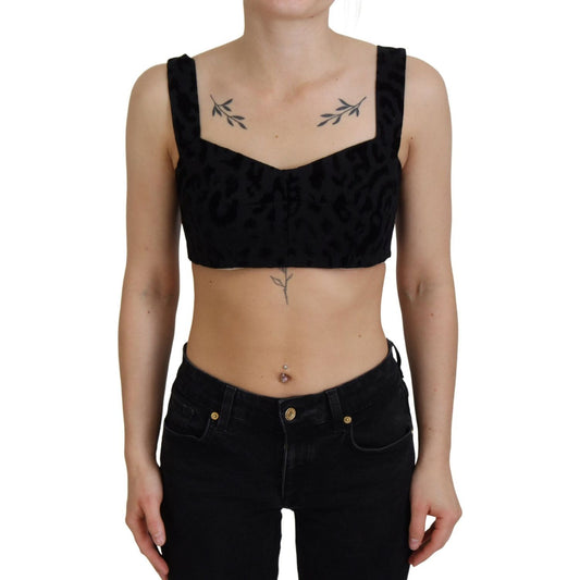 Dolce & Gabbana Black Leopard Cropped Bustier Corset Bra Top TSH83155 -40