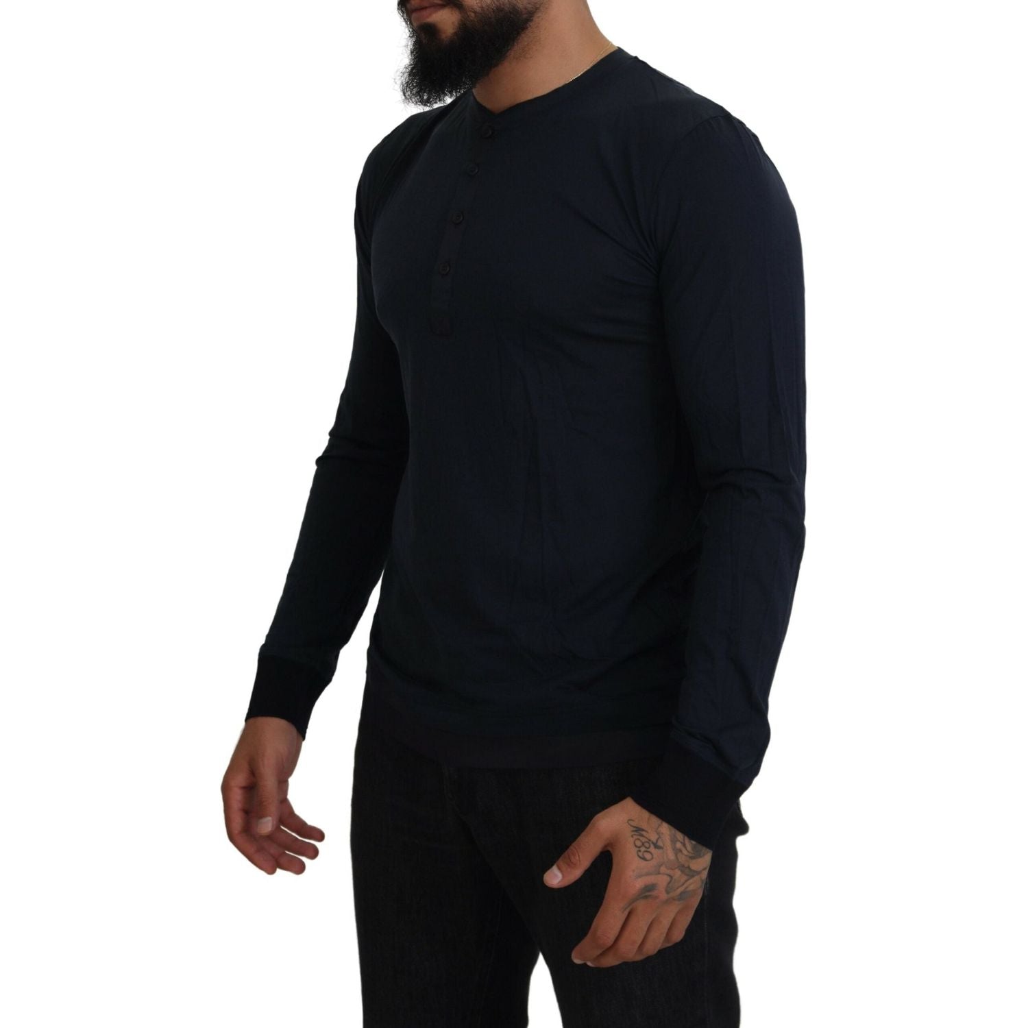 بلوفر دولتشي آند غابانا الأنيق المصنوع من مزيج القطن والحرير باللون الأزرق