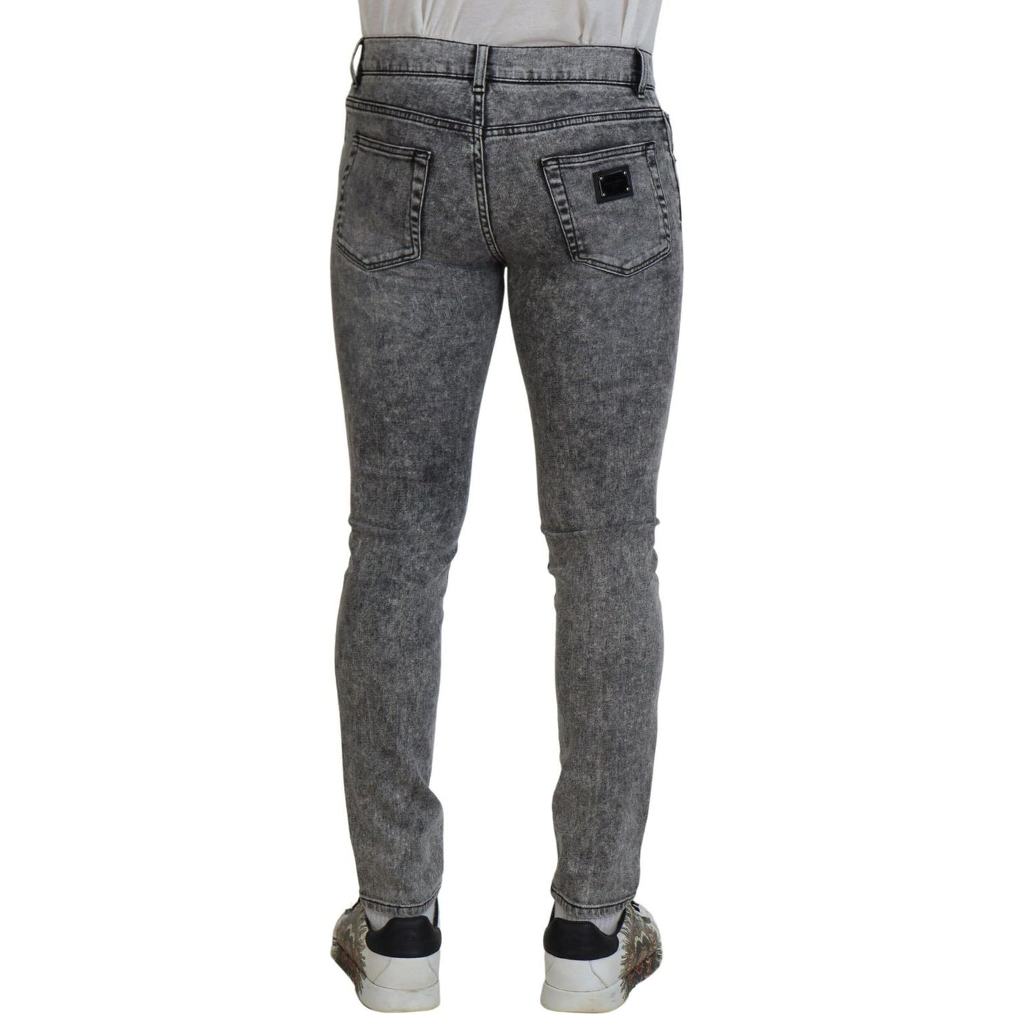 Dolce & Gabbana Grey Washed Cotton Slim Fit Men Denim Jeans