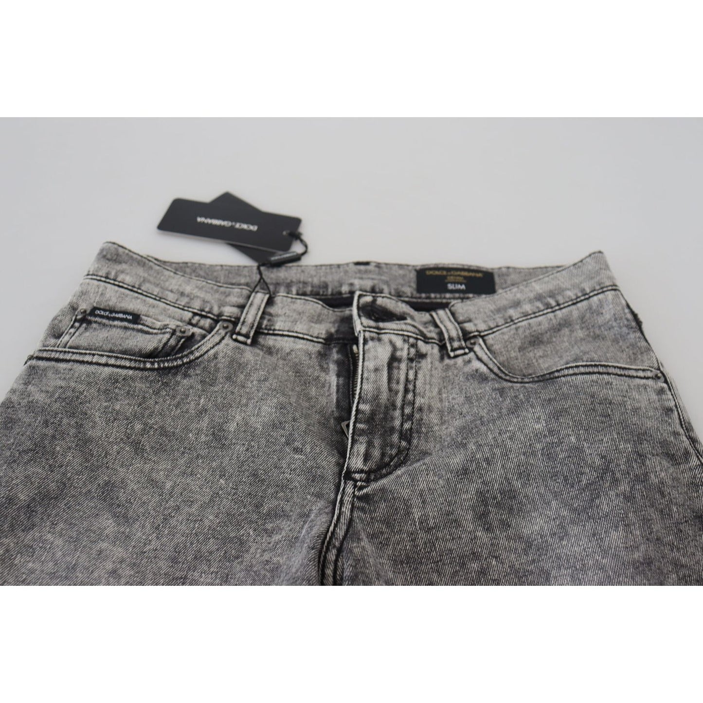 Dolce & Gabbana Grey Washed Cotton Slim Fit Men Denim Jeans