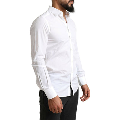 Dolce & Gabbana White MARTINI Cotton Dress Formal Shirt