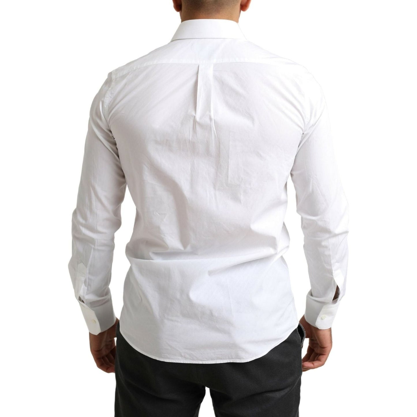 Dolce & Gabbana White MARTINI Cotton Dress Formal Shirt