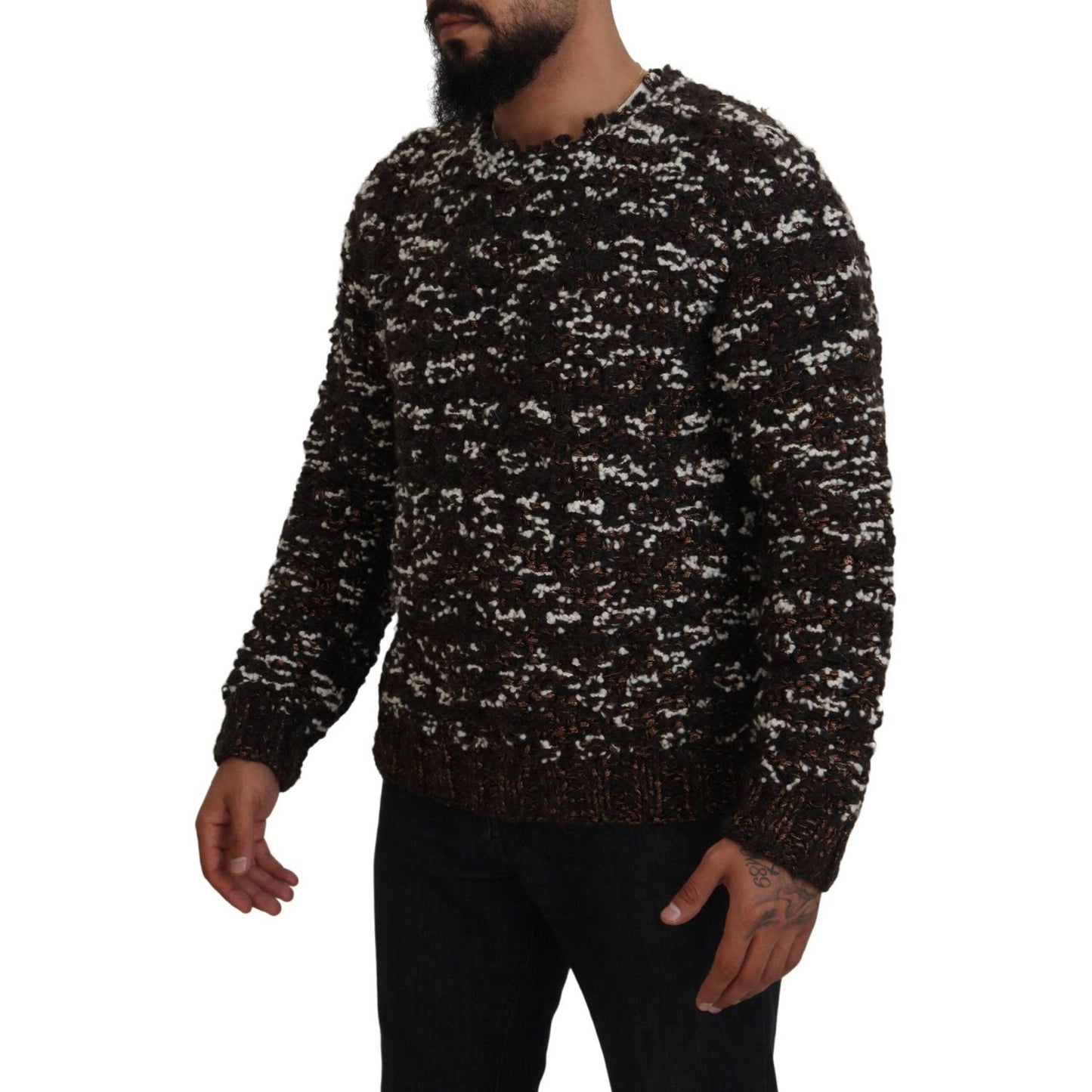 Dolce & Gabbana Brown Knitted Wool Fatto A Mano Sweater