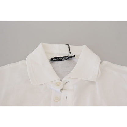 Dolce & Gabbana White Cotton Logo Short Sleeve Polo T-shirt