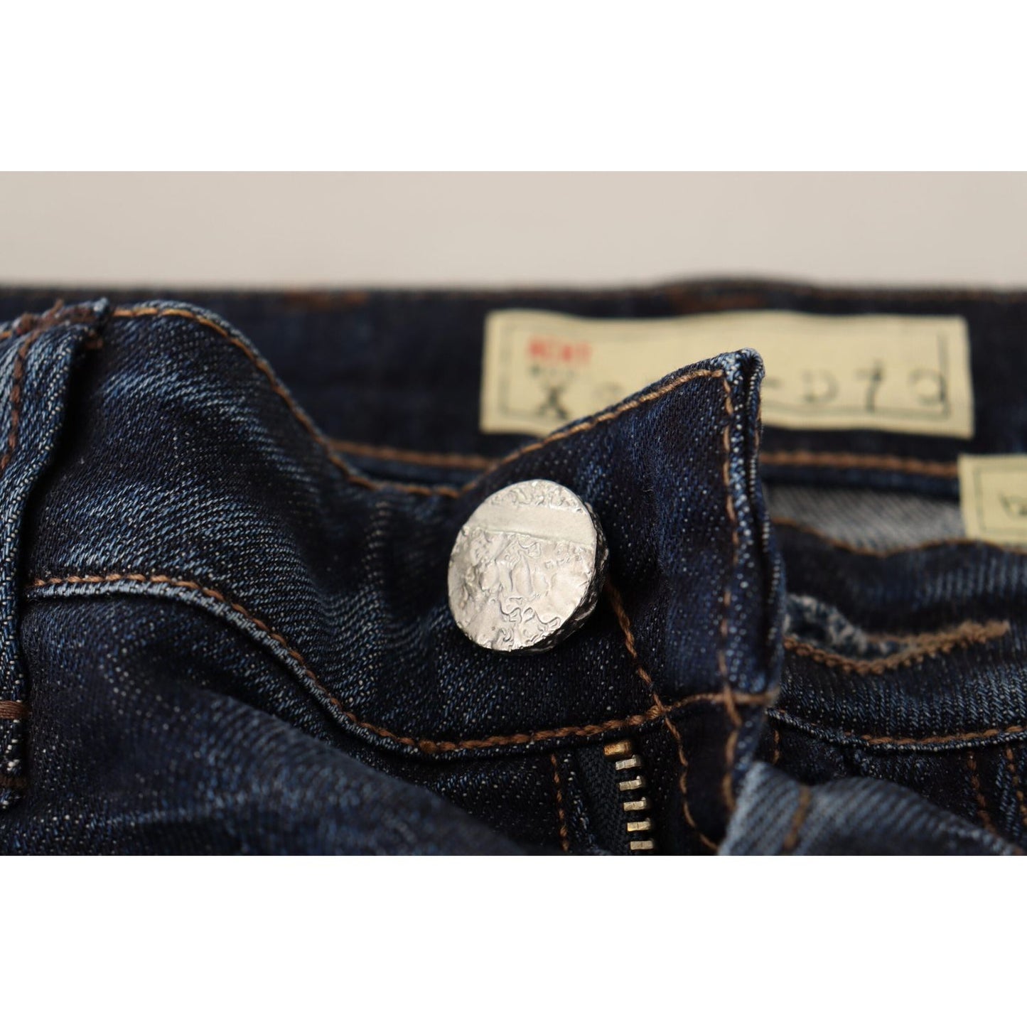 Acht Blue Washed Cotton Low Waist Skinny Denim Jeans