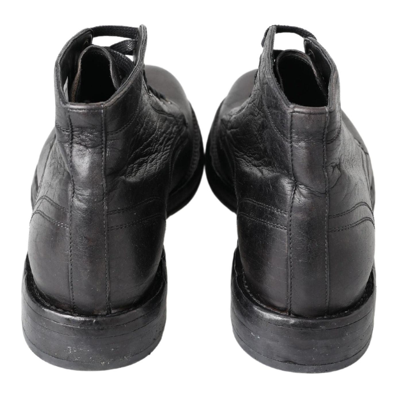 حذاء دولتشي آند غابانا إيكويزيت الجلدي الأسود برباط