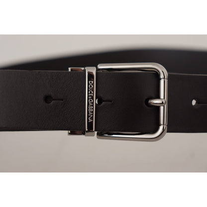 Dolce & Gabbana Black Casual Calf Leather Logo Metal Buckle Belt