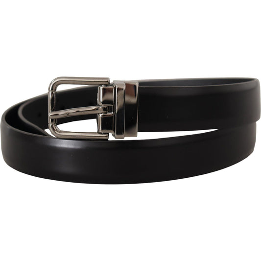 Dolce & Gabbana Black Calf Leather Metal Logo Buckle Belt BEL8572-85