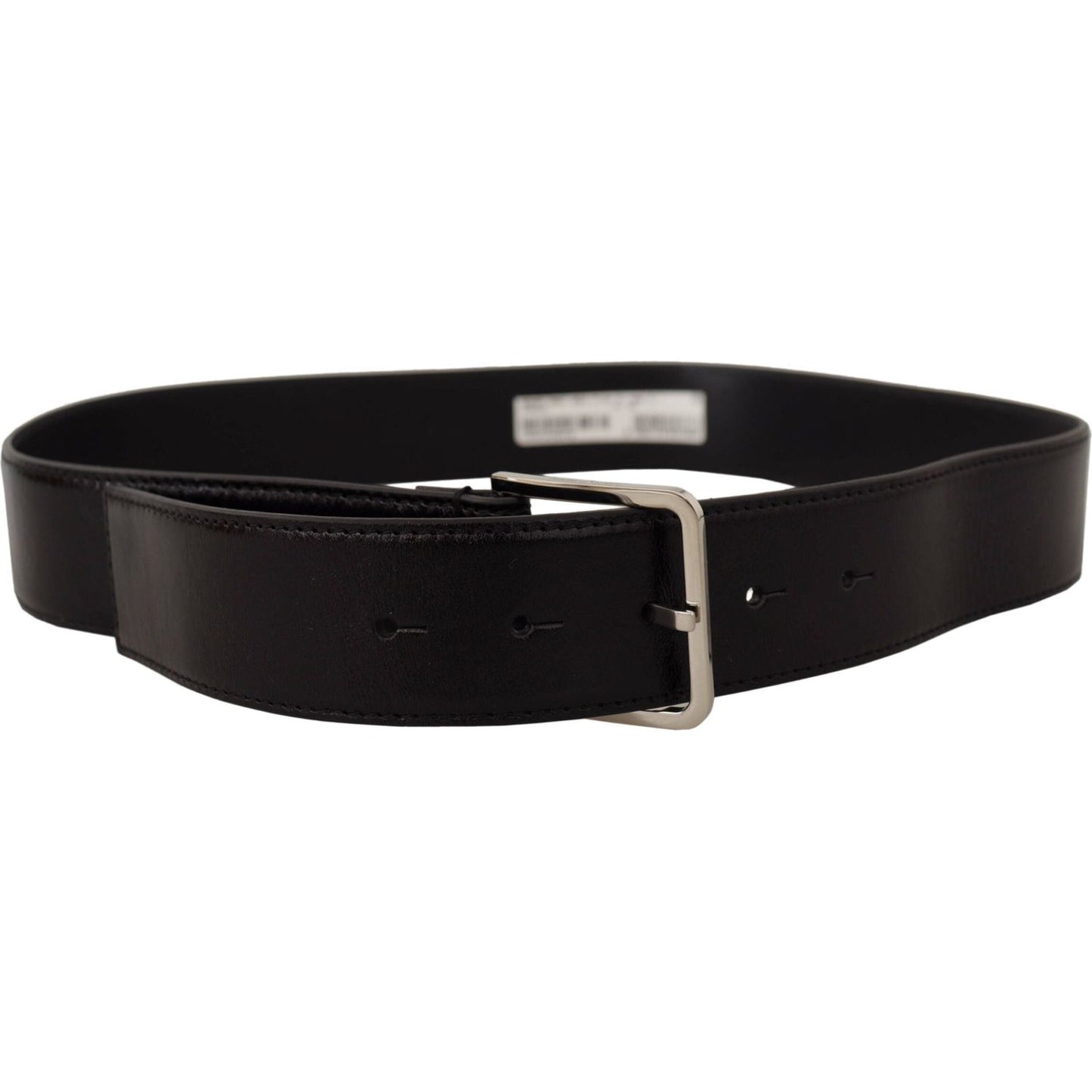 Dolce & Gabbana Black Calf Leather Logo Engraved Metal Buckle Belt BEL8587 -85