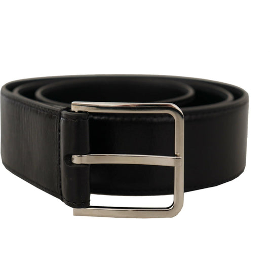 Dolce & Gabbana Black Calf Leather Logo Engraved Metal Buckle Belt BEL8587 -85