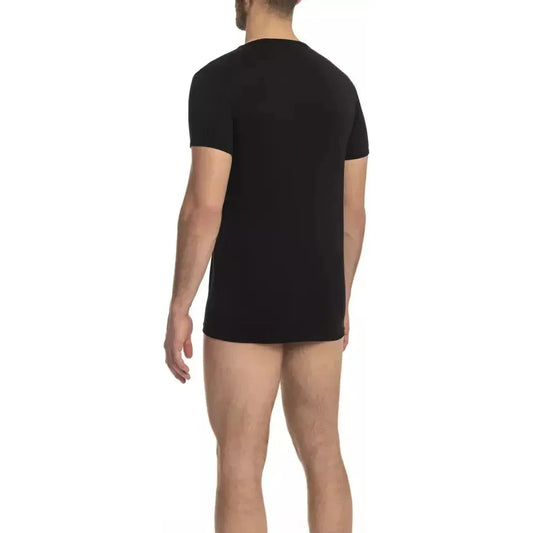 Cavalli Class Black Cotton Men T-Shirt CA-23756-S